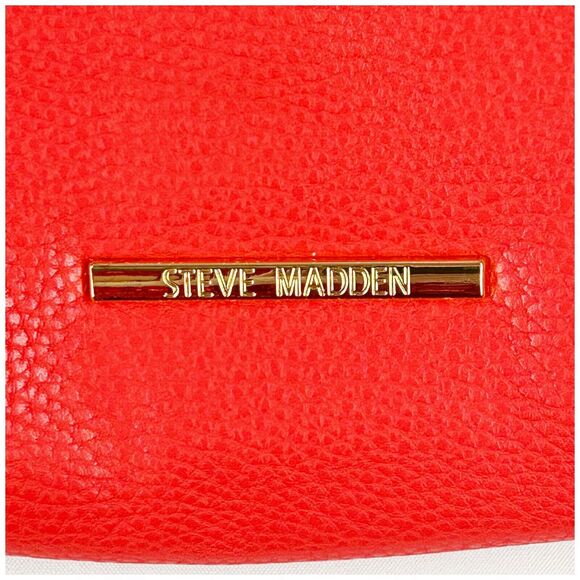 Steve Madden Crossbody Bag Purse Gold Chain Handle Coral Pink Faux Leather NEW - Picture 2 of 14